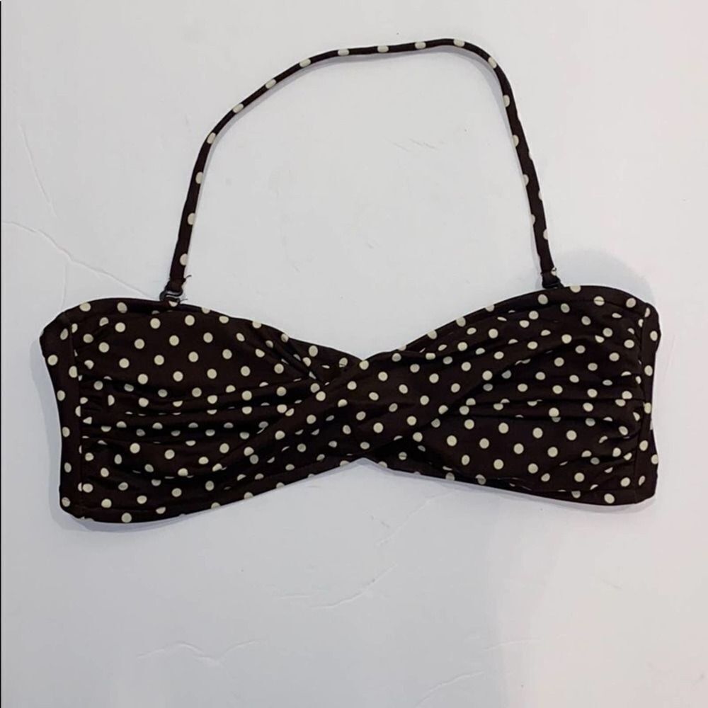 Massimo Brown Cream Polka Dot Swim Bikini Top L